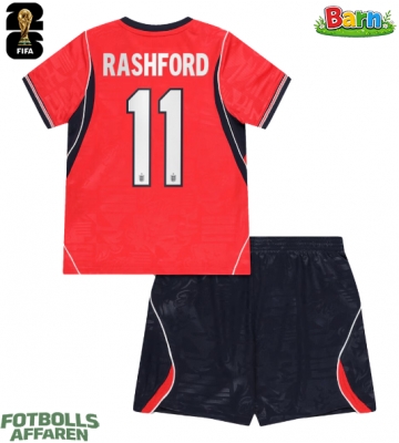 England Marcus Rashford #11 Bortaställ Barn VM 2026 Kortärmad (+ Korta byxor)